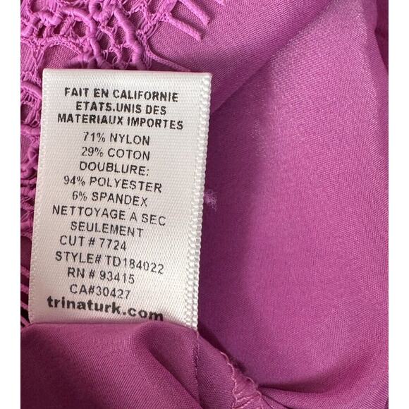 Trina Turk Womens Plum Rose Lace Detailed Sheath Formal Dress Cap Sleeve, Size 6 - Picture 10 of 10